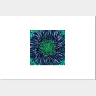 Blue and green circle tie dye Posters and Art